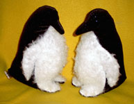 Penguins made from a black velvet dress